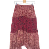 Burgundy GAPI Asymmetric Printed Midi Skirt / BA&SH - Size 0