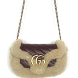 Burgundy GG MARMONT Shearling Leather Super Mini Bag / GUCCI - One Size
