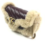 Burgundy GG MARMONT Shearling Leather Super Mini Bag / GUCCI - One Size