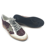 Burgundy Glitter and Nappa Leather BALLSTAR Sneakers / GOLDEN GOOSE - Size 41