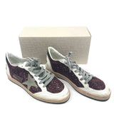 Burgundy Glitter and Nappa Leather BALLSTAR Sneakers / GOLDEN GOOSE - Size 41
