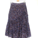Burgundy GRETCHEN Floral Print Asymmetric Skirt / ULLA JOHNSON - Size 6