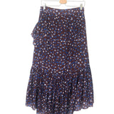 Burgundy GRETCHEN Floral Print Asymmetric Skirt / ULLA JOHNSON - Size 6