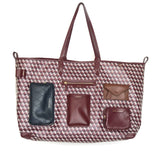 Burgundy I Am A Plastic Bag XL Multi Pocket Recycled Canvas Tote Bag / ANYA HINDMARCH