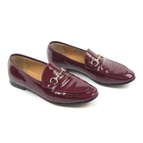 Burgundy JORDAAN Horsebit-detailed Patent-leather Loafers / GUCCI - Size 39