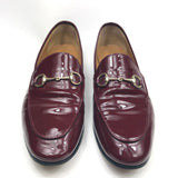 Burgundy JORDAAN Horsebit-detailed Patent-leather Loafers / GUCCI - Size 39