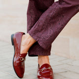Burgundy JORDAAN Horsebit-detailed Patent-leather Loafers / GUCCI - Size 39