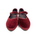 Burgundy LUCRECIA Mary Jane Velvet Flats / FLABELUS - Size 38