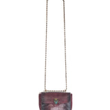 Burgundy Mini AVA Owl Suede and Python Shoulder Bag / CLARIS VIROT