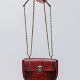 Burgundy Mini AVA Owl Suede and Python Shoulder Bag / CLARIS VIROT