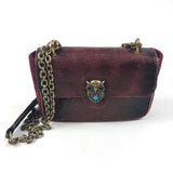 Burgundy Mini AVA Owl Suede and Python Shoulder Bag / CLARIS VIROT