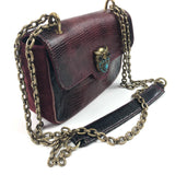 Burgundy Mini AVA Owl Suede and Python Shoulder Bag / CLARIS VIROT