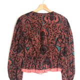 Burgundy MIREYA Batik Poplin Long Sleeves Blouse / ULLA JOHNSON - Size US 4