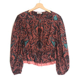 Burgundy MIREYA Batik Poplin Long Sleeves Blouse / ULLA JOHNSON - Size US 4