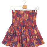 Burgundy NAOMI Abstract Ikat Print Tiered Mini Skirt / ISABEL MARANT ETOILE - Size 38