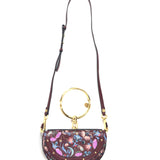 Burgundy NILE MINAUDIERE Floral Print Leather Hand Bag / CHLOE