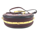 Burgundy NILE MINAUDIERE Floral Print Leather Hand Bag / CHLOE