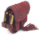 Burgundy Red HUDSON Mini Suede Crossbody Saddle Bag / CHLOE