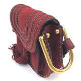 Burgundy Red HUDSON Mini Suede Crossbody Saddle Bag / CHLOE