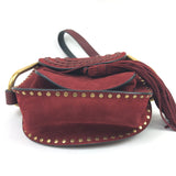 Burgundy Red HUDSON Mini Suede Crossbody Saddle Bag / CHLOE