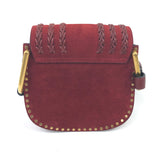 Burgundy Red HUDSON Mini Suede Crossbody Saddle Bag / CHLOE