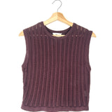 Burgundy STROMBOLI Cotton Crochet Crop Top / MANEBI - Size 42