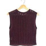 Burgundy STROMBOLI Cotton Crochet Crop Top / MANEBI - Size 42