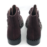 Burgundy Suede Buckled Studded Ankle Boots / GIVENCHY - Size 36.5