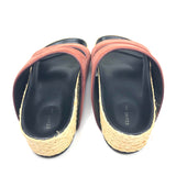 Burgundy Suede Raffia Sole Slide Sandals / CELINE - Size 37