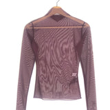 Burgundy TULIA Mesh Turtleneck Long Sleeves Top / THE FRANKIE SHOP - Size 1