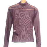 Burgundy TULIA Mesh Turtleneck Long Sleeves Top / THE FRANKIE SHOP - Size 1