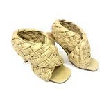 Butter Nappa Leather Intrecciato Ankle Strap Sandals / BOTTEGA VENETA - Size 39