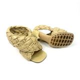 Butter Nappa Leather Intrecciato Ankle Strap Sandals / BOTTEGA VENETA - Size 39