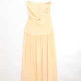 Butter Yellow HEDY Strapless Gathered Linen Voile Maxi Dress /  FAITHFULL - Size M