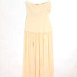 Butter Yellow HEDY Strapless Gathered Linen Voile Maxi Dress /  FAITHFULL - Size M