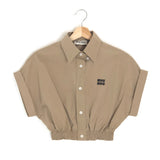 Camel Cotton Poplin Embroidered Logo Co-Ord Set / MIU MIU - Size 38