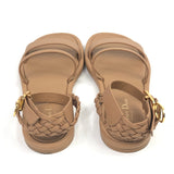 Camel EGEE Braided Ankle Strap Leather Flat Sandals / CHRISTIAN DIOR - Size 37