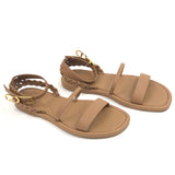Camel EGEE Braided Ankle Strap Leather Flat Sandals / CHRISTIAN DIOR - Size 37