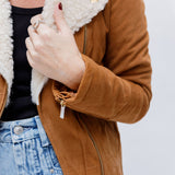 Camel Suede Leather Jacket / SEZANE - Size S