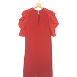 Carmine Red Silk Short Sleeves Midi Dress / CHLOE - Size 34