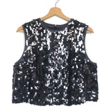 Charcoal Grey Sequined Crop Sleeveless Top / SOEUR - Size 36