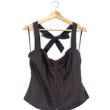 Chocolate Brown RIXTON Linen Halter Top / BARDOT - Size 38