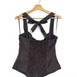 Chocolate Brown RIXTON Linen Halter Top / BARDOT - Size 38