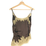 Chocolate Lace-Trimmed Draped Satin Camisole / JACQUES WEI - Size M