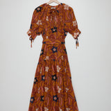 Citrine Floral-print Cotton-blend Voile Midi Dress - model SELENA / ULLA JOHNSON - Size S