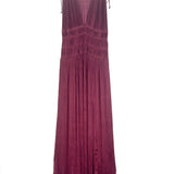 Claret Red Tasneem Pleated Satin Gown Dress / ULLA JOHNSON - Size 4