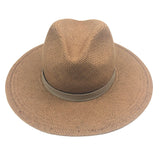 Coffee Brown LYRA Packable Straw Fedora Hat / JEANESSA LEONE - Size L