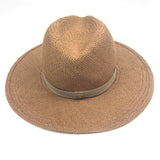 Coffee Brown LYRA Packable Straw Fedora Hat / JEANESSA LEONE - Size L