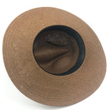 Coffee Brown LYRA Packable Straw Fedora Hat / JEANESSA LEONE - Size L