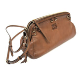Cognac Brown CAPRICE Leather Clutch Bag / MIU MIU